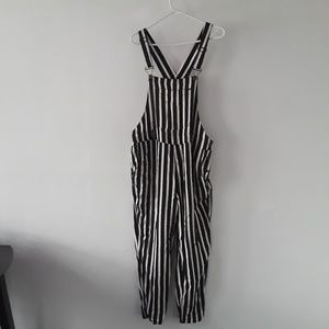 Black and white striped overalls